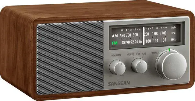 Alt view image 2 of 6 - SG-116 AM/FM Analog Wooden Cabinet Receiver, Walnut-Silver
