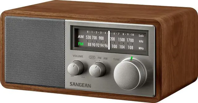 Alt view image 3 of 6 - SG-116 AM/FM Analog Wooden Cabinet Receiver, Walnut-Silver