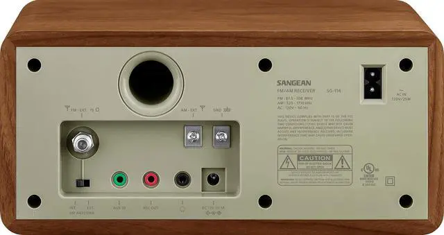 Alt view image 4 of 6 - SG-116 AM/FM Analog Wooden Cabinet Receiver, Walnut-Silver