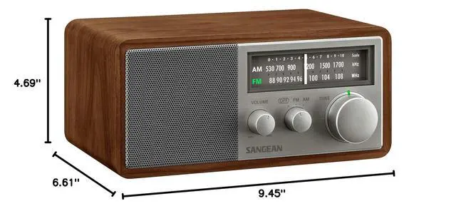 Alt view image 6 of 6 - SG-116 AM/FM Analog Wooden Cabinet Receiver, Walnut-Silver