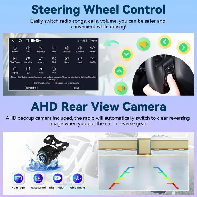 Alt view image 5 of 6 - 2+64G Android 15 Car Stereo for Honda CRV 2012-2016 Upgrade Radio Wireless CarPlay Android Auto 9'' 2.5D Touchscreen GPS Navigation Bluetooth Mirror Link FM/RDS EQ SWC AHD Backup Camera Mic