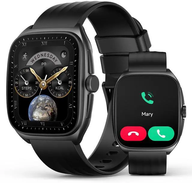 Main image of Smart Watch with SOS, 1.85" AMOLED Display Fitness Tracker, Heart Rate Blood Oxygen Sleep Monitor for Men Women, IP68 Waterproof Sport Watch, Answer/Make Calls, Compatible with Android iPhone