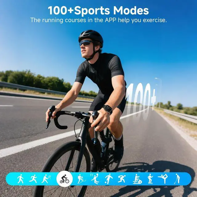 Alt view image 3 of 6 - Smart Watch with SOS, 1.85" AMOLED Display Fitness Tracker, Heart Rate Blood Oxygen Sleep Monitor for Men Women, IP68 Waterproof Sport Watch, Answer/Make Calls, Compatible with Android iPhone