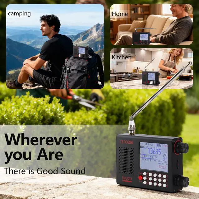 Alt view image 5 of 6 - TEF6686 Portable Shortwave Radio,AM FM SW LW Ultra High Sensitivity Full Band Radios,with 2.8-inch LCD Display and DSP Receiver,Suitable for Indoor, Outdoor, Travel, Camping,Climbing