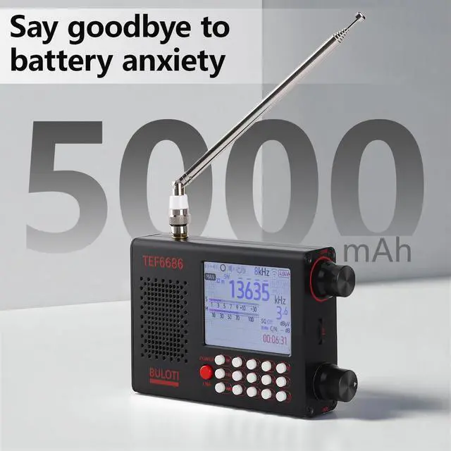 Alt view image 6 of 6 - TEF6686 Portable Shortwave Radio,AM FM SW LW Ultra High Sensitivity Full Band Radios,with 2.8-inch LCD Display and DSP Receiver,Suitable for Indoor, Outdoor, Travel, Camping,Climbing