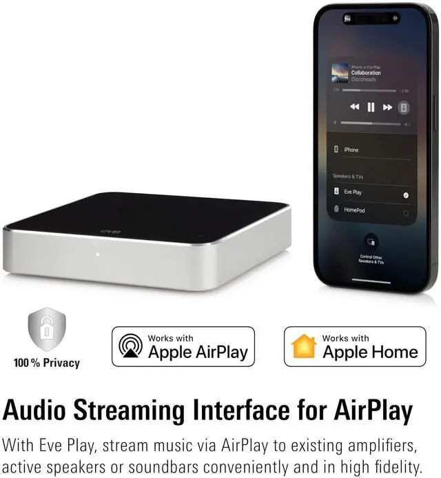 Alt view image 2 of 6 - Play Audio Streaming Interface for AirPlay, Upgrade to AirPlay audio streaming, Latency compensation, digital-to-analog converter, Three audio outputs, Apple Home, Ethernet, 2.4/5 GHz Wi-Fi
