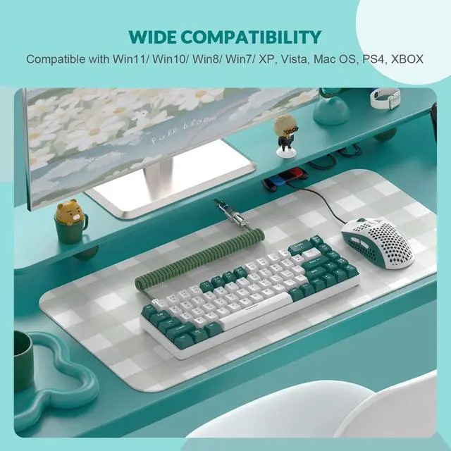 Alt view image 5 of 6 - RK-T8PR0 Wired 65% Mechanical Gaming Keyboard and Mouse Combo with RGB LED Backlit Anti-ghosting TKL Mini 68 Key Coiled C to A Cable Tactile Blue Switch for PS4 PS5 Xbox PC Mac Gamer(Green)
