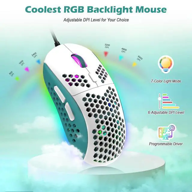 Alt view image 6 of 6 - RK-T8PR0 Wired 65% Mechanical Gaming Keyboard and Mouse Combo with RGB LED Backlit Anti-ghosting TKL Mini 68 Key Coiled C to A Cable Tactile Blue Switch for PS4 PS5 Xbox PC Mac Gamer(Green)