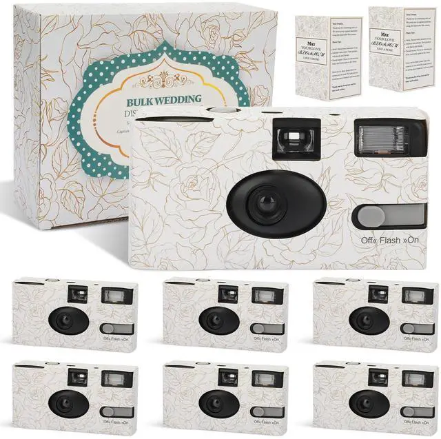 Main image of 6 Pack Disposable Cameras Bulk for Wedding, Golden Rose Single-Use 35mm Film Disposable Camera with Flash, ISO 400 17 Exposures for Outdoor Travel Gathering Anniversary Birthday Party Supply