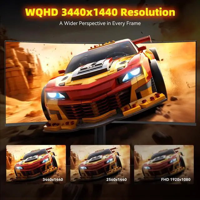 Alt view image 4 of 6 - 34 Inch Ultrawide Gaming Monitor - 21:9 WQHD 3440 x 1440 R1500 Curved Computer Monitor for Gamer, 180Hz,1ms, AMD FreeSync, PIP/PBP, Crosshair, TÜV Eye Care, HDMI 2.0 & DP1.4, Tilt/Height/Swivel Stand