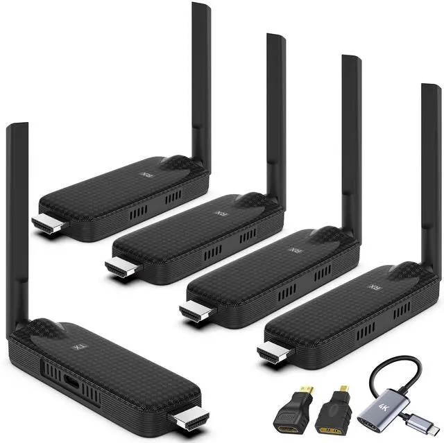 Main image of Wireless HDMI 4 Receiver and Transmitter USB-C Extender Kit,Plug & Play 165FT Portable 2.4G/5G Wirelessly Simultaneous Expansion for Multiple Screens from Laptop and Camera to TVs,Projectors