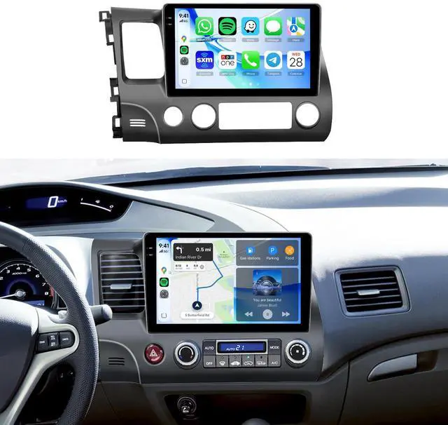 Main image of 4G+128G Car Radio for Honda Civic 2006-2011 Stereo, 10.1 inch HD in-Cell Touch Screen/Android 15/Wireless CarPlay/Android Auto/GPS/WiFi/5.0Bluetooth/FM/RDS/SWC/AHD Backup Camera