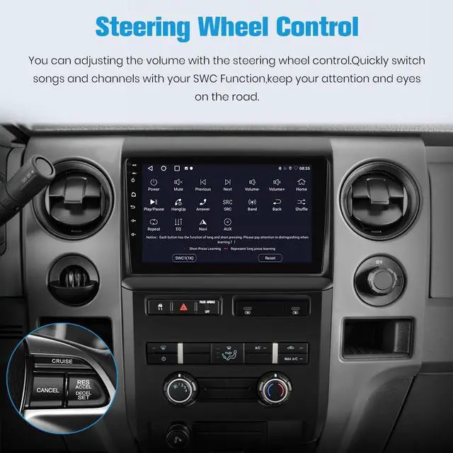 Alt view image 5 of 6 - 5G WiFi Car Radio Stereo for Ford F150 2009-2012,9" HD IPS Touch Display,Wireless CarPlay/Android Auto,GPS DSP RDS,Upgrade Bluetooth 5.0 AM/FM Stereo Low-end Car