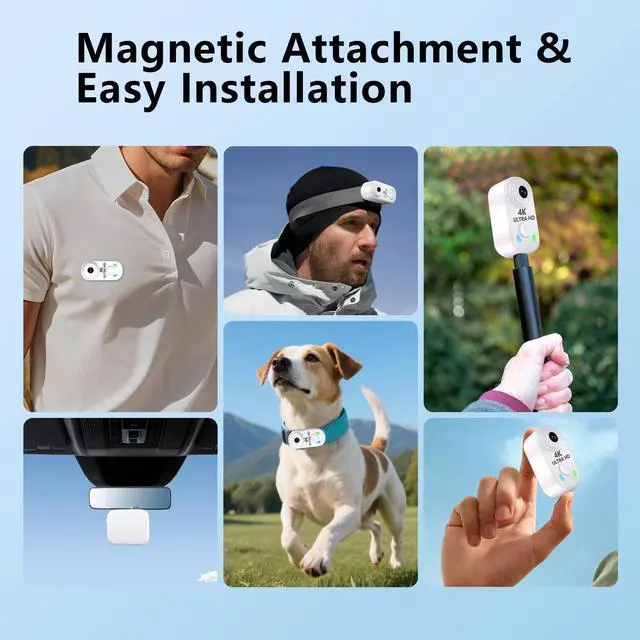 Alt view image 4 of 6 - 4K Mini Body Camera with 128GB Card,Thumb Action Cam with WiFi, 150° Wearable Hands-Free Chest Recording POV Camera - Magnetic Personal Clip On Camcorder for Cycling/Travel/Outoor/Work (White)