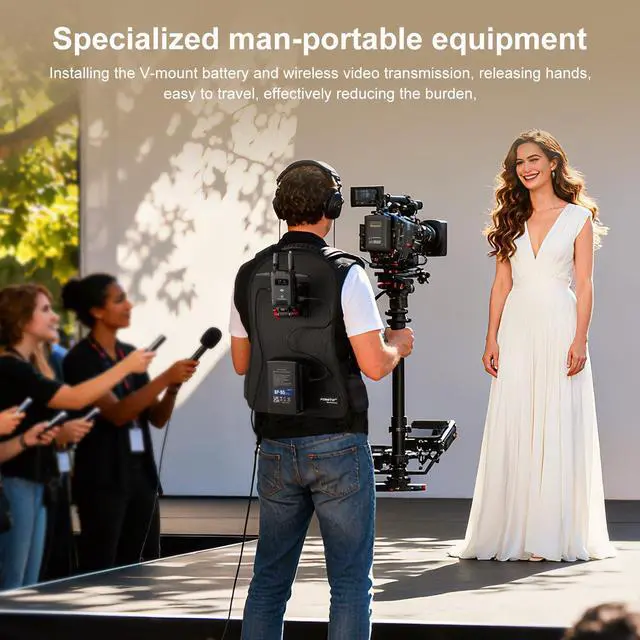Alt view image 2 of 6 - BB-03 V-Mount Battery Backpack Vest, Man-Portable Camera Rig with Wireless Video Transmission, Adjustable Straps, Anti-Vibration Decompression Design