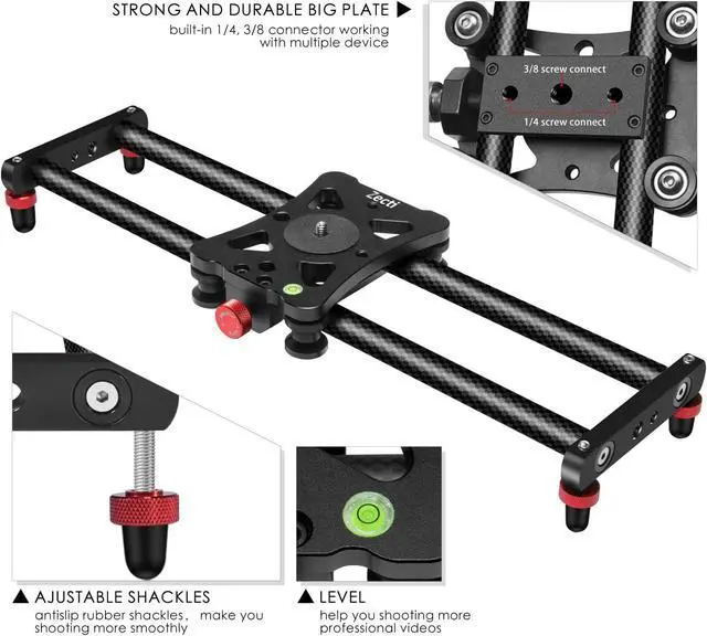 Alt view image 4 of 6 - Camera Slider 16 "/40 cm Adjustable Carbon Fiber Camera Dolly Track Slider Video Stabilizer Rail for Camera DSLR Video Movie Photography Camcorder Stabili & Phone