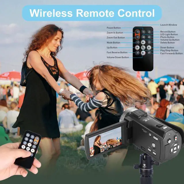 Alt view image 6 of 6 - HDV-V12 Video Camera Full HD Camcorder Digital Recorder | 1080P 30FPS 30MP | 3.0 Inch Rotation LCD | 16X Digital Zoom | Infrared Night Vision - Black (V12+16GB Card)
