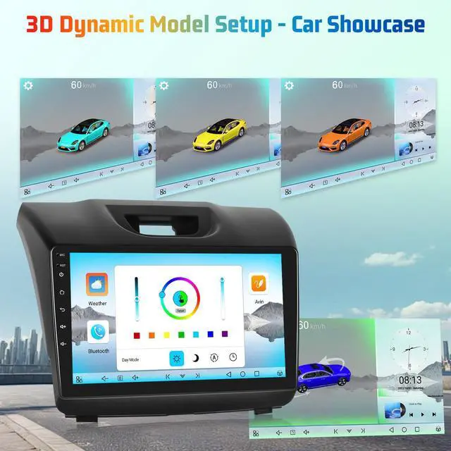 Alt view image 3 of 6 - 8 Core 4+64G Car Radio for Isuzu D-MAX 2015-2018 MU-X 2015-2017 with Wireless Carplay & Android Auto - 9 Inch Android 15 Touchscreen Radio with 5GHz WiFi/DSP/SWC + AHD Rear View Camera