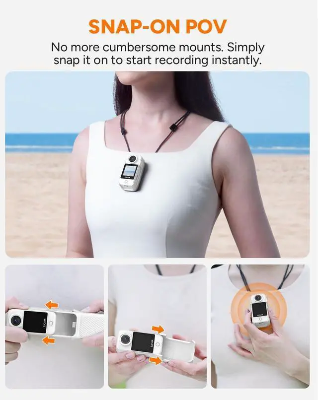 Alt view image 3 of 6 - C400 4K YouTube Creator Vlogging Camera,7H Battery Handle,3-in-1 Handheld Wearable Travel Camera with 2.29" Touchscreen, 6-Axis Stabilization,30M Waterproof Camara para grabar contenido,White