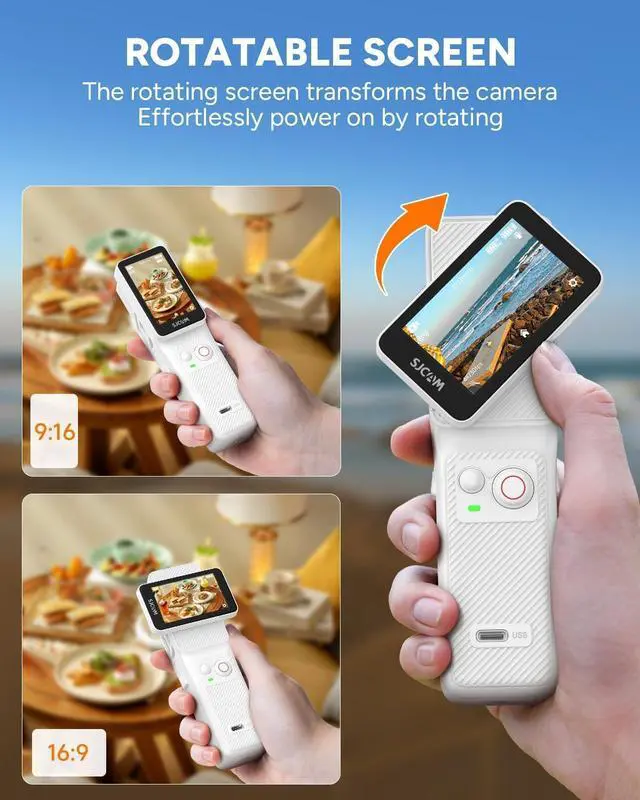 Alt view image 4 of 6 - C400 4K YouTube Creator Vlogging Camera,7H Battery Handle,3-in-1 Handheld Wearable Travel Camera with 2.29" Touchscreen, 6-Axis Stabilization,30M Waterproof Camara para grabar contenido,White
