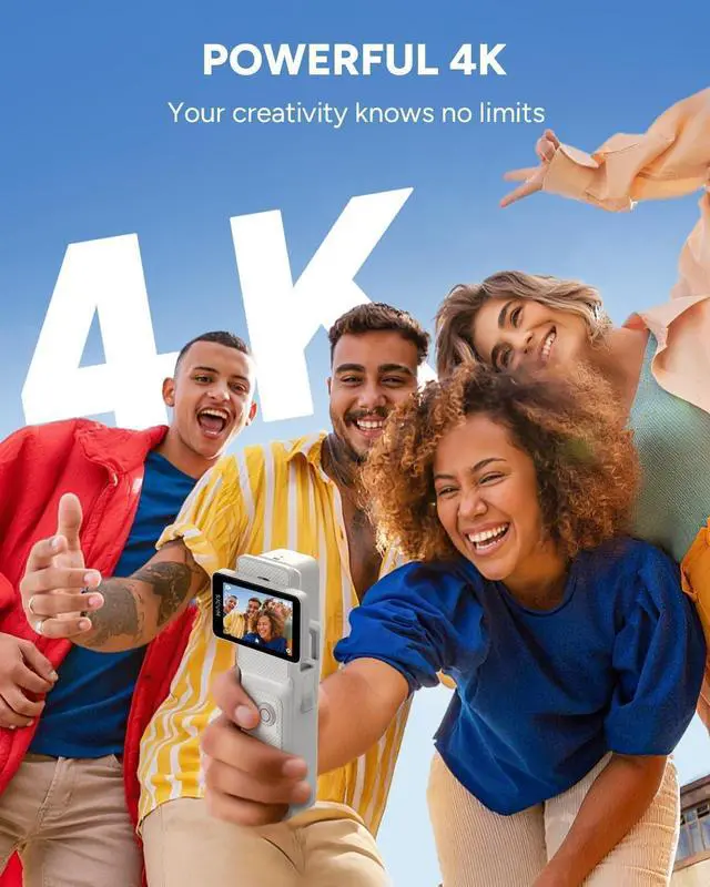 Alt view image 6 of 6 - C400 4K YouTube Creator Vlogging Camera,7H Battery Handle,3-in-1 Handheld Wearable Travel Camera with 2.29" Touchscreen, 6-Axis Stabilization,30M Waterproof Camara para grabar contenido,White