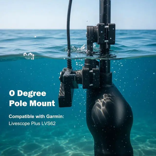Alt view image 2 of 6 - 0 Degree Pole Mount Trolling Motor Shaft Bracket | Heavy duty. Replaces 0101324800. Fits 1.1 to 1.38 inch poles. Compatible with Garmin LiveScope XR LVS62
