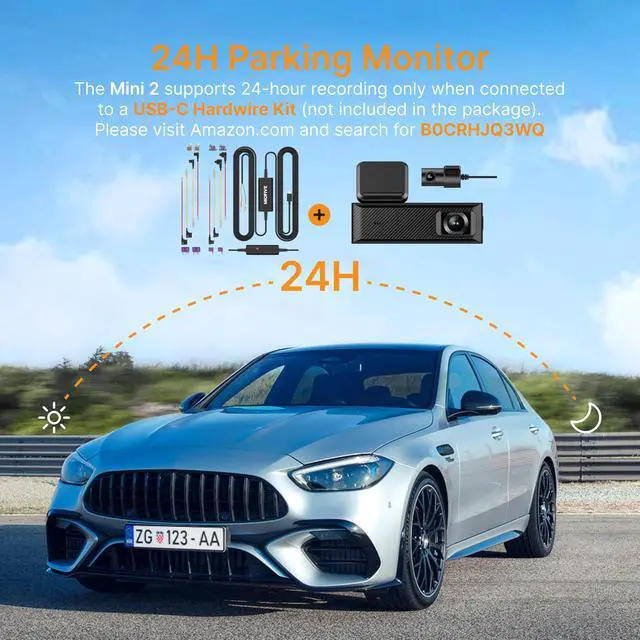 Alt view image 4 of 6 - Dash Cam Mini 2, 2K+1080P FHD, Built-in Wi-Fi GPS Smart Dash Camera for Cars, 125° Wide-Angle FOV, HDR, Night Vision, G-Sensor, iOS/Android App, Loop Recording, Parking Monitor, Time-Lapse