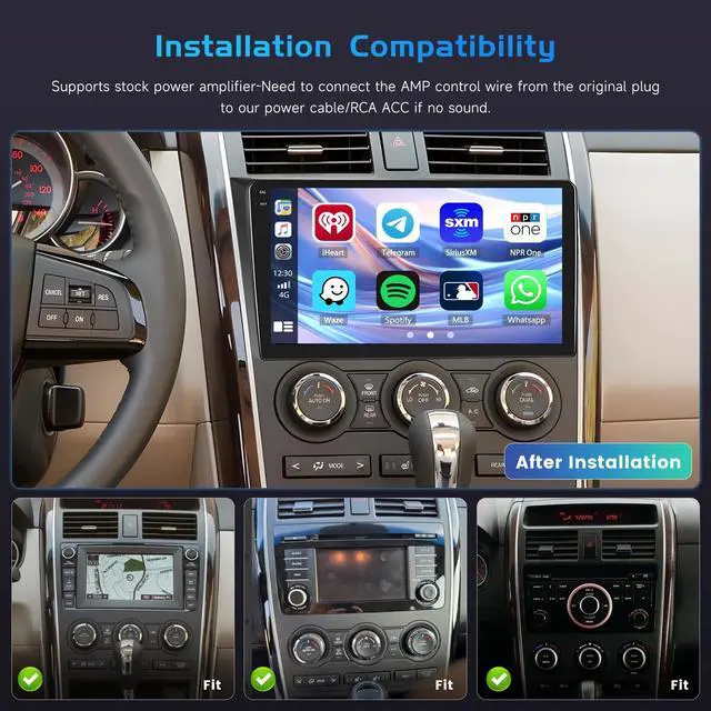Alt view image 2 of 6 - 4G 128G for Mazda CX9 2007-2015 Radio CarPlay 10.1" Incell Touchscreen Car Stereo Android 15 Android Auto Bluetooth 5.0 GPS WiFi 15UI Backup Camera