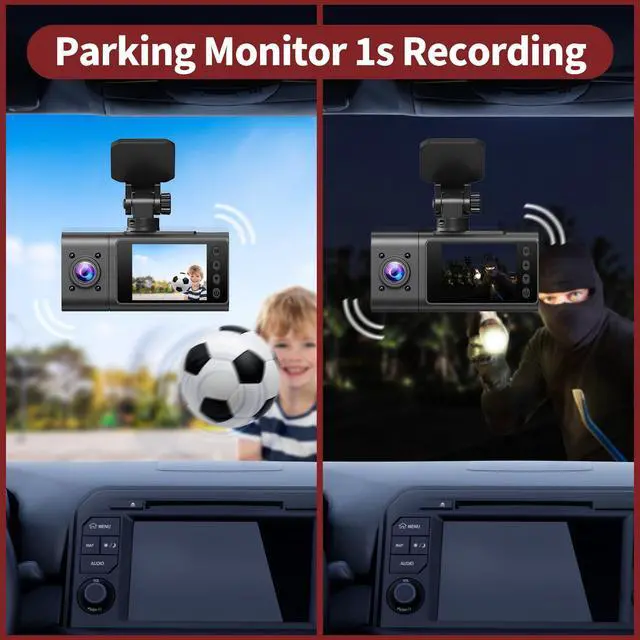 Alt view image 6 of 6 - 3 Channel Dash Cam Front and Rear Inside,Dash Cam pro 2025,Interior Car Camera,2.5K Single Front,Dash Camera for Cars with IR Night Vision,24Hr Parking Monitor 1S Recording,Free 64G Card