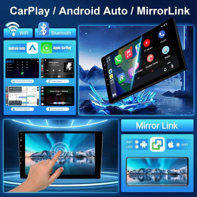 Alt view image 3 of 6 - Car Radio for Toyota Camry 2002 2003 2004 2005 2006 Stereo Replacement with Wireless Carplay Android Auto 9'' HD Touchscreen Buit-in GPS Navigation BT5.0 Backup Camera Microphone