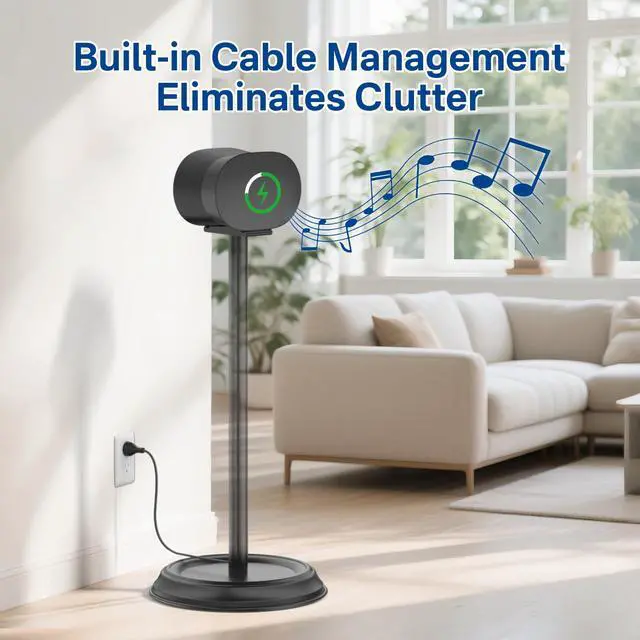 Alt view image 4 of 6 - Heavy-Duty Speaker Stand for Sonos Era 300 Stand Pair with Cable Management - Floor Speaker Stands for Sonos Era 300 Speaker Stand Black for Secure and Easy Mounting