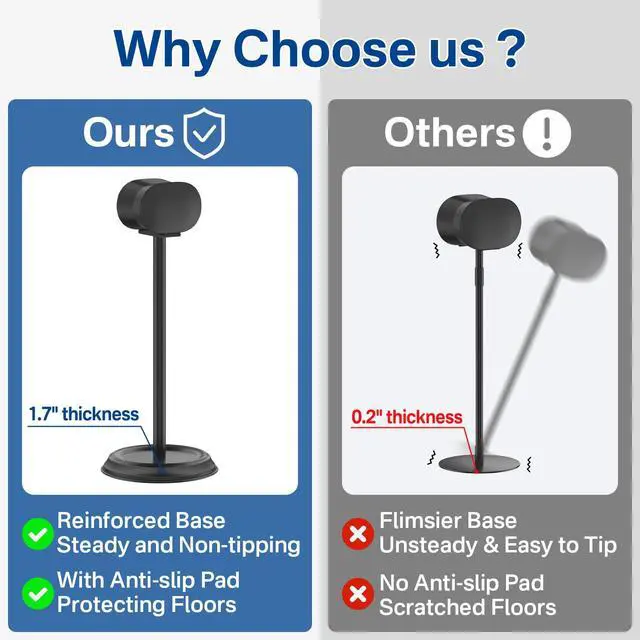 Alt view image 5 of 6 - Heavy-Duty Speaker Stand for Sonos Era 300 Stand Pair with Cable Management - Floor Speaker Stands for Sonos Era 300 Speaker Stand Black for Secure and Easy Mounting