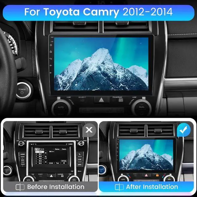 Alt view image 2 of 6 - Android 13 Car Radio Compatible for Toyota Camry 2012 2013 2014, 10 Inch Touch Screen with GPS/FM/WiFi/USB, Support SWC, Wireless CarPlay Android Auto (2G+32GB)