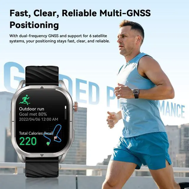 Alt view image 2 of 6 - Magic P10 Smartwatch with GPS & Compass, Stainless Steel Body, 50-Day Battery, 1.96" AMOLED, 5ATM Waterproof, Blood Oxygen, 24/7 Heart Rate & Sleep Monitoring, for Android & iOS