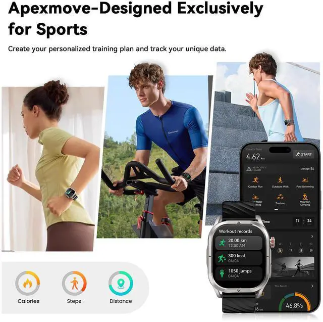 Alt view image 3 of 6 - Magic P10 Smartwatch with GPS & Compass, Stainless Steel Body, 50-Day Battery, 1.96" AMOLED, 5ATM Waterproof, Blood Oxygen, 24/7 Heart Rate & Sleep Monitoring, for Android & iOS