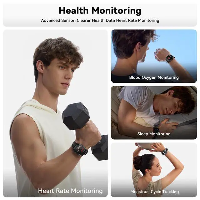Alt view image 4 of 6 - Magic P10 Smartwatch with GPS & Compass, Stainless Steel Body, 50-Day Battery, 1.96" AMOLED, 5ATM Waterproof, Blood Oxygen, 24/7 Heart Rate & Sleep Monitoring, for Android & iOS