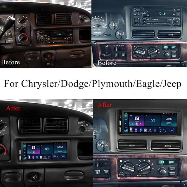 Alt view image 2 of 6 - 6.86inch Car Stereo Radio Fit for Dodge Ram 1500 2500 3500 19942002, for Cirrus 1995-2000, for Chrysler Town&Country 1990-2000 with Android Auto&with Carplay Support WiFi Bluetooth 2+32G