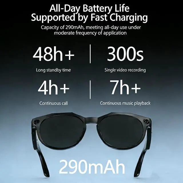 Alt view image 2 of 6 - AI Smart Glasses with 8MP Camera, AI Translation & Voice Assistant, GPT Object Recognition,Bluetooth Audio & Call, WiFi PhotoTransfer IP65 Waterproof 290mAh Long Battery for Travel Sports Outdoor