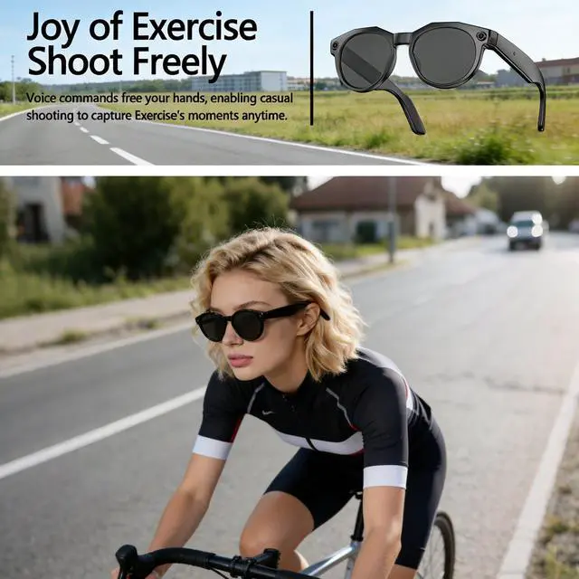 Alt view image 6 of 6 - AI Smart Glasses with 8MP Camera, AI Translation & Voice Assistant, GPT Object Recognition,Bluetooth Audio & Call, WiFi PhotoTransfer IP65 Waterproof 290mAh Long Battery for Travel Sports Outdoor