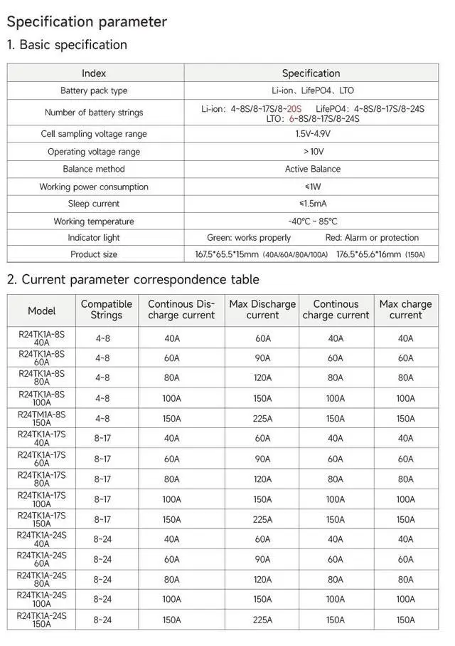 Alt view image 4 of 6 - 100BALANCE BMS 150A Active Balance 1A 8S-24S Build in Bluetooth Cell Balancing Smart PCB Battery Protection Board for Li-ion/Lifpo4/LTO Lithium Battery Pack
