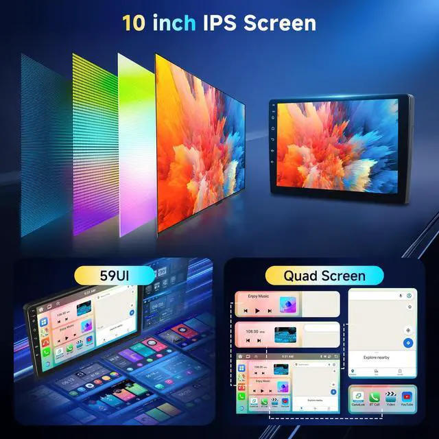 Alt view image 4 of 6 - 6G+128G 8-Core Android Car Stereo Double Din 10.1 inch Wireless Carplay IPS Touchscreen Car Radio Android Auto Screen with GPS Navi Bluetooth DSP, Mirror Link, WiFi, FM RDS, Backup Camera SWC