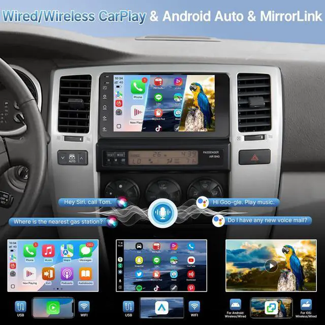 Alt view image 4 of 6 - Android Car Stereo for Toyota 4Runner 2003-2009 Tundra 2003-2006 Sequoia 2003-2007 Radio with CarPlay &Android Auto, 7inch Screen for 4Runner with GPS Backup Camera FM Bluetooth