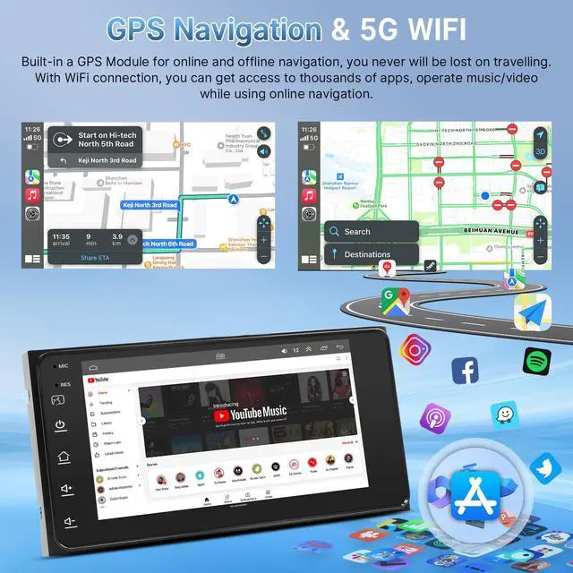Alt view image 5 of 6 - Android Car Stereo for Toyota 4Runner 2003-2009 Tundra 2003-2006 Sequoia 2003-2007 Radio with CarPlay &Android Auto, 7inch Screen for 4Runner with GPS Backup Camera FM Bluetooth