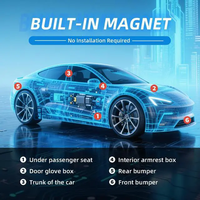 Alt view image 4 of 6 - GPS Tracker for Vehicles, Hidden Magnetic Tracker with 4G SIM Included | 120-day battery, real-time updates, trip history, geofence, driving alerts, Subscription Required, 30-Day Data Included