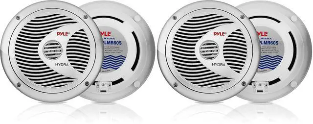 Main image of 6.5 Dual Marine Speakers - 2 Way Waterproof and Weather Resistant Outdoor Audio Stereo Sound System with 150 Watt Power, Polyprone Cone and Cloth Surround - 1 Pair - PLMR60S (Silver)