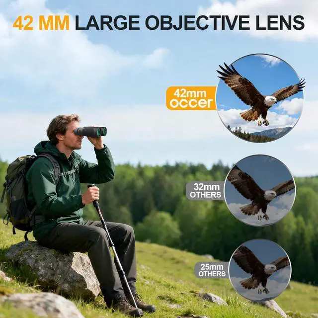 Alt view image 3 of 6 - 10x42 Binoculars, IPX7 Waterproof HD with Premium Chest Harness | Magnesium alloy construction for bird watching, hunting, wildlife scouting - Wide angle 20mm eyepiece for outdoor use