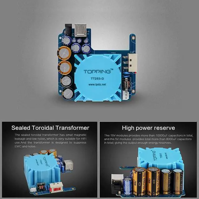 Alt view image 4 of 6 - P50 Linear Power Supply - 5V 1A and 15V 1A Ultra Low Noise for HiFi Audio D50III/DX3 Pro+/E50/A50III
