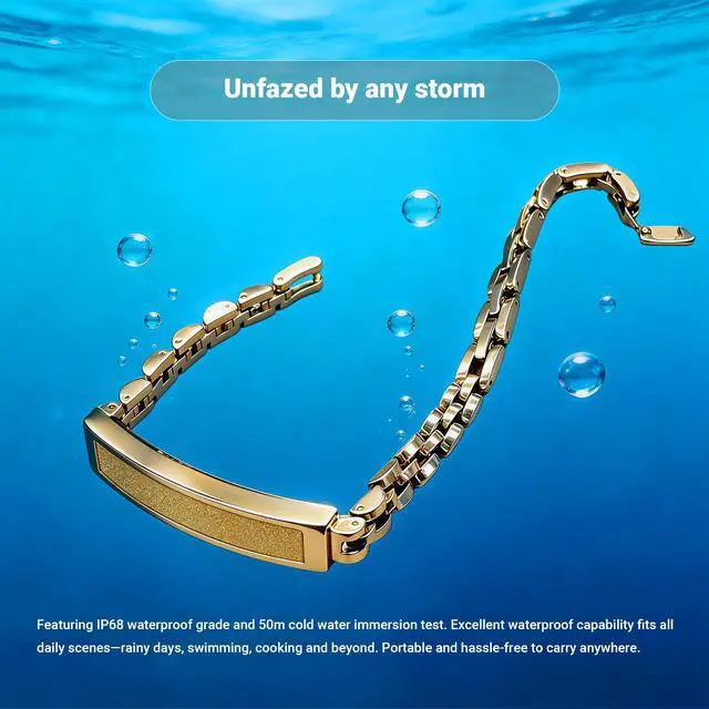 Alt view image 6 of 6 - Men & Women Smart Bracelet, Fitness Tracker/Wristband, All-Day Sleep Monitoring, Multiple Sports Modes, Long Battery Life, Easy Mobile Control, Free Android & iOS Apps (Gold)
