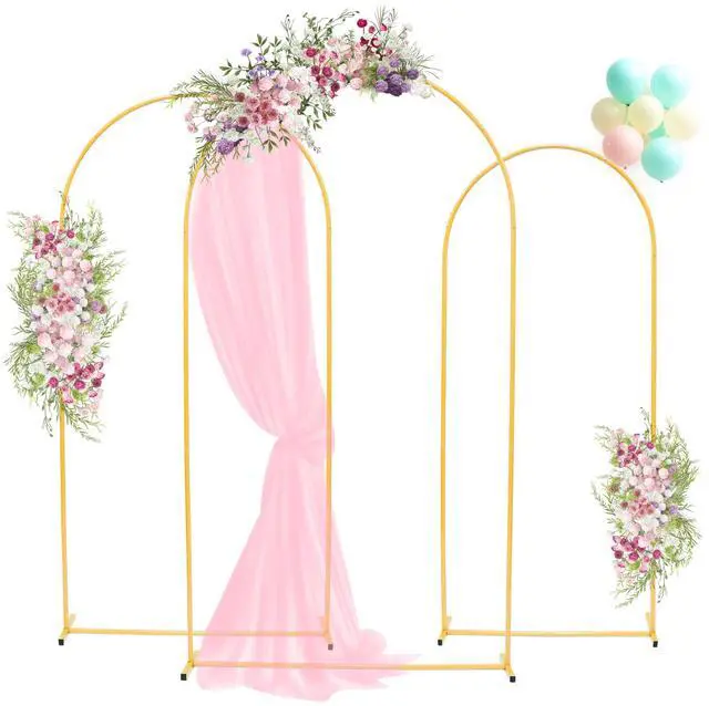 Main image of Arch Backdrop Stand 7.2FT, 6.6FT, 6FT Set of 3 Gold Metal Wedding Balloon Arch Stand for Birthday Anniversary Graduation Ceremony Opening Ceremonies Christmas New Year Garden Decorations