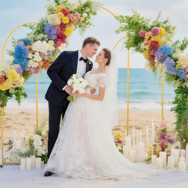 Alt view image 4 of 6 - Arch Backdrop Stand 7.2FT, 6.6FT, 6FT Set of 3 Gold Metal Wedding Balloon Arch Stand for Birthday Anniversary Graduation Ceremony Opening Ceremonies Christmas New Year Garden Decorations